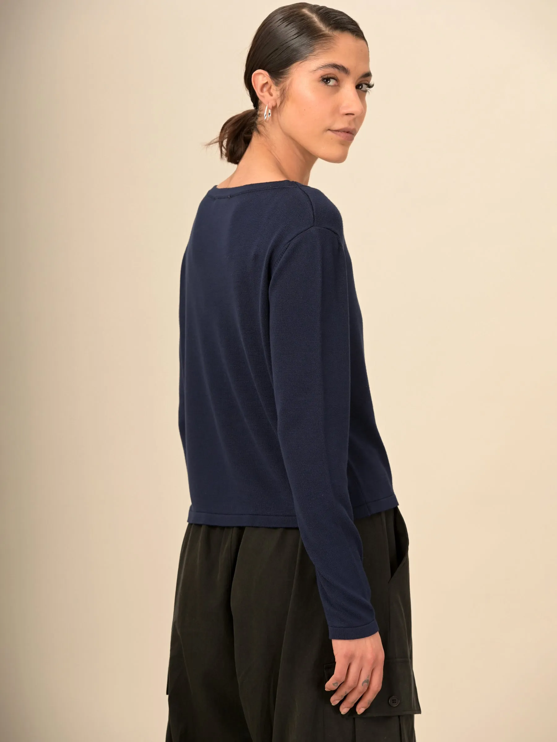 Pull boxy a col rond en bambou