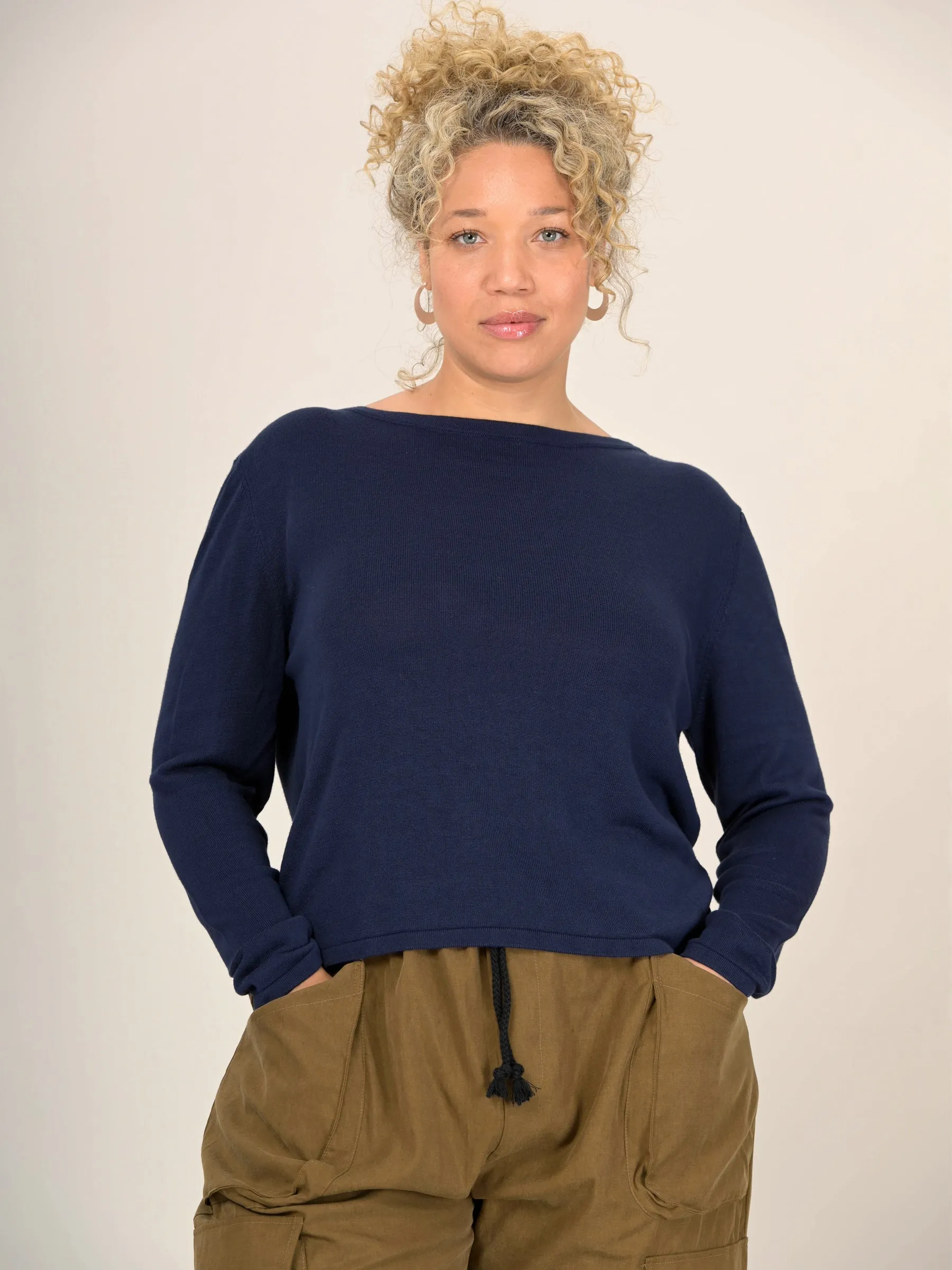 Pull boxy a col rond en bambou