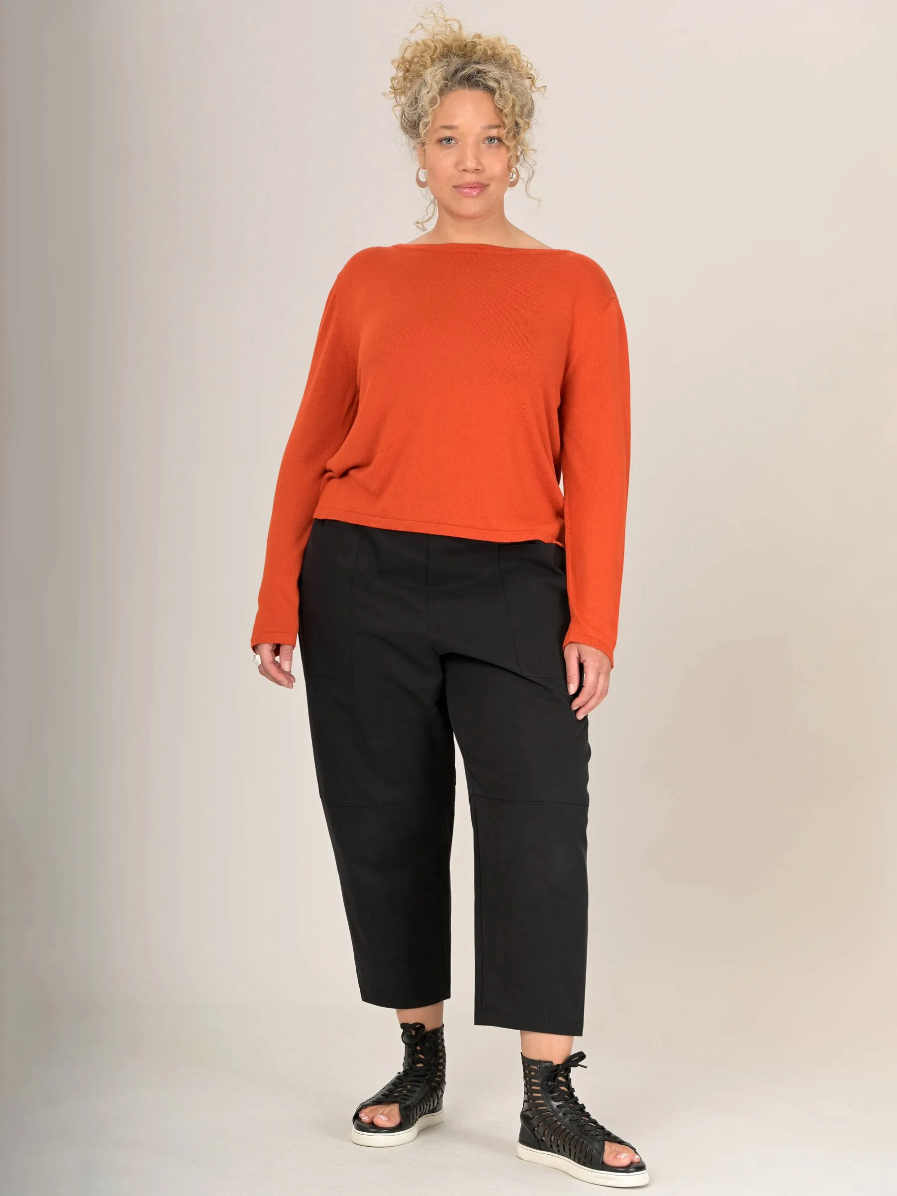 Pull boxy a col rond en bambou
