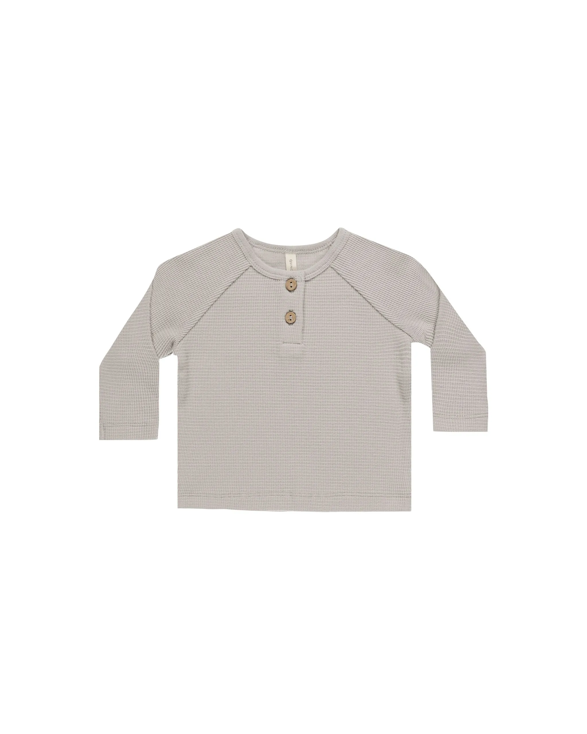 Quincy Mae - Henley Knit Top - Fog