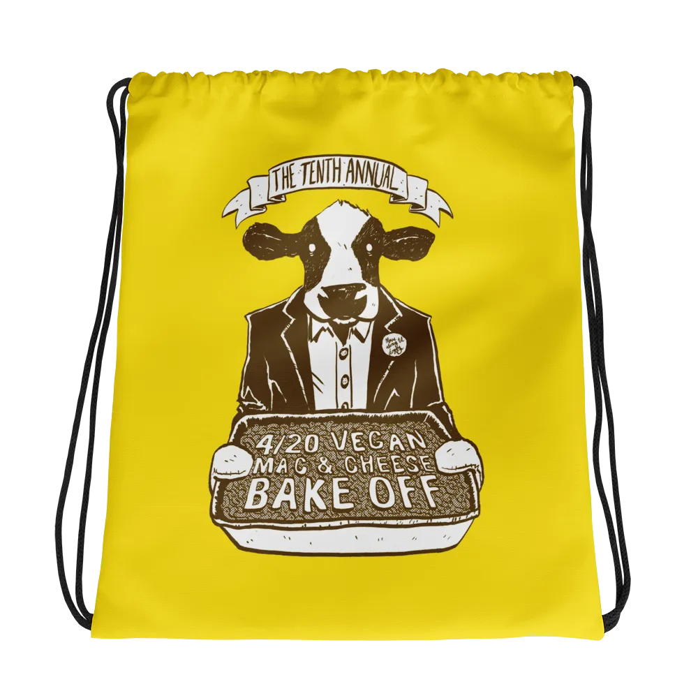 "4/20 Vegan Mac & Cheese Bake Off" Drawstring Bag
