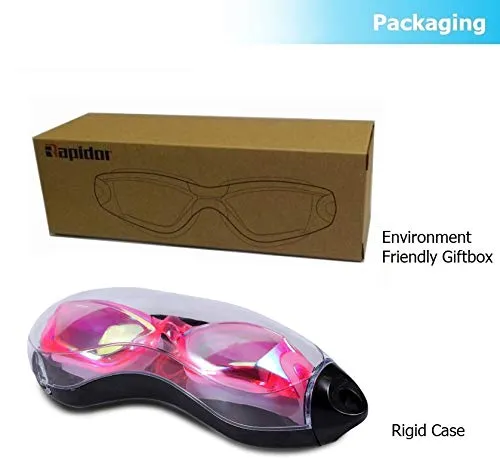 Rapidor Swim Goggle for Men Women Teens, Anti-Fog UV-Protection Leak-Proof, RP905 Series Multiple Choices (Pink- Mirrored Lenses)