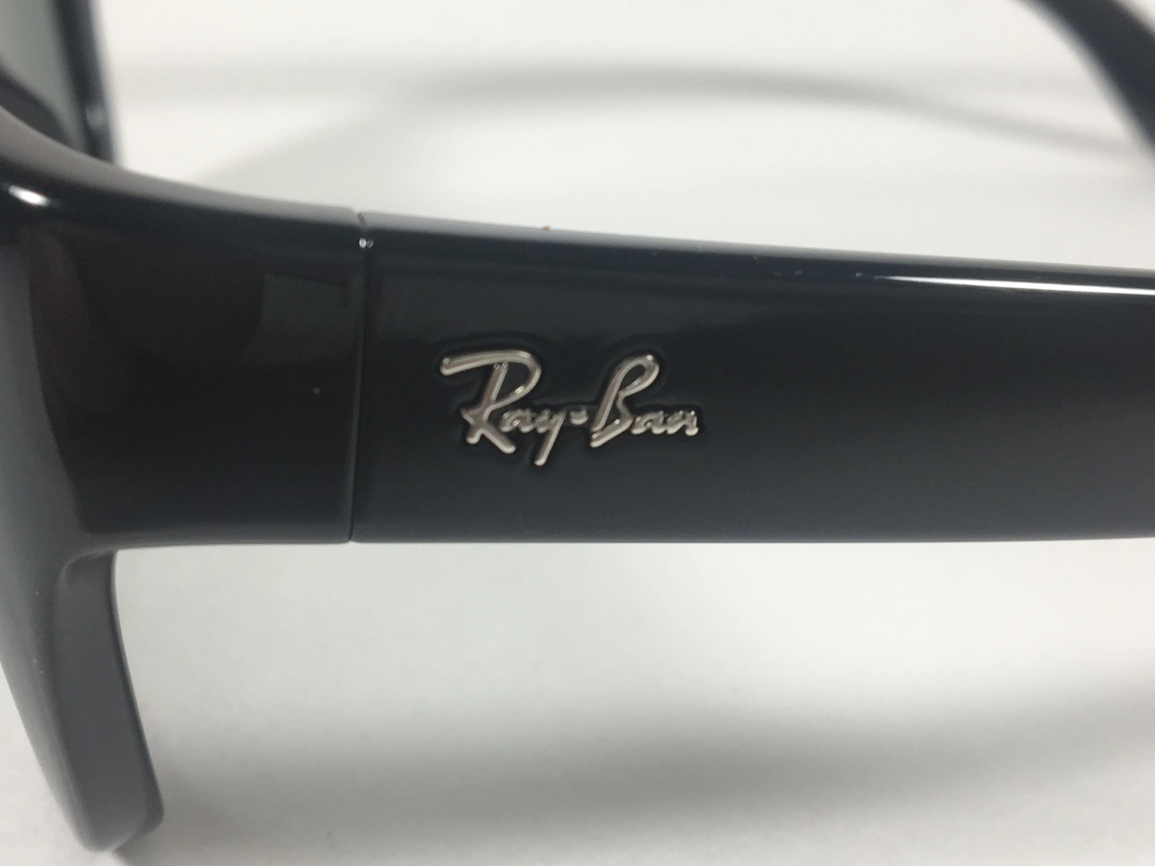 Ray-Ban HighStreet Wayfarer Sunglasses Black Gloss Square Frame Green Lens RB4194 601