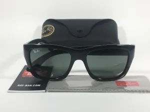 Ray-Ban HighStreet Wayfarer Sunglasses Black Gloss Square Frame Green Lens RB4194 601