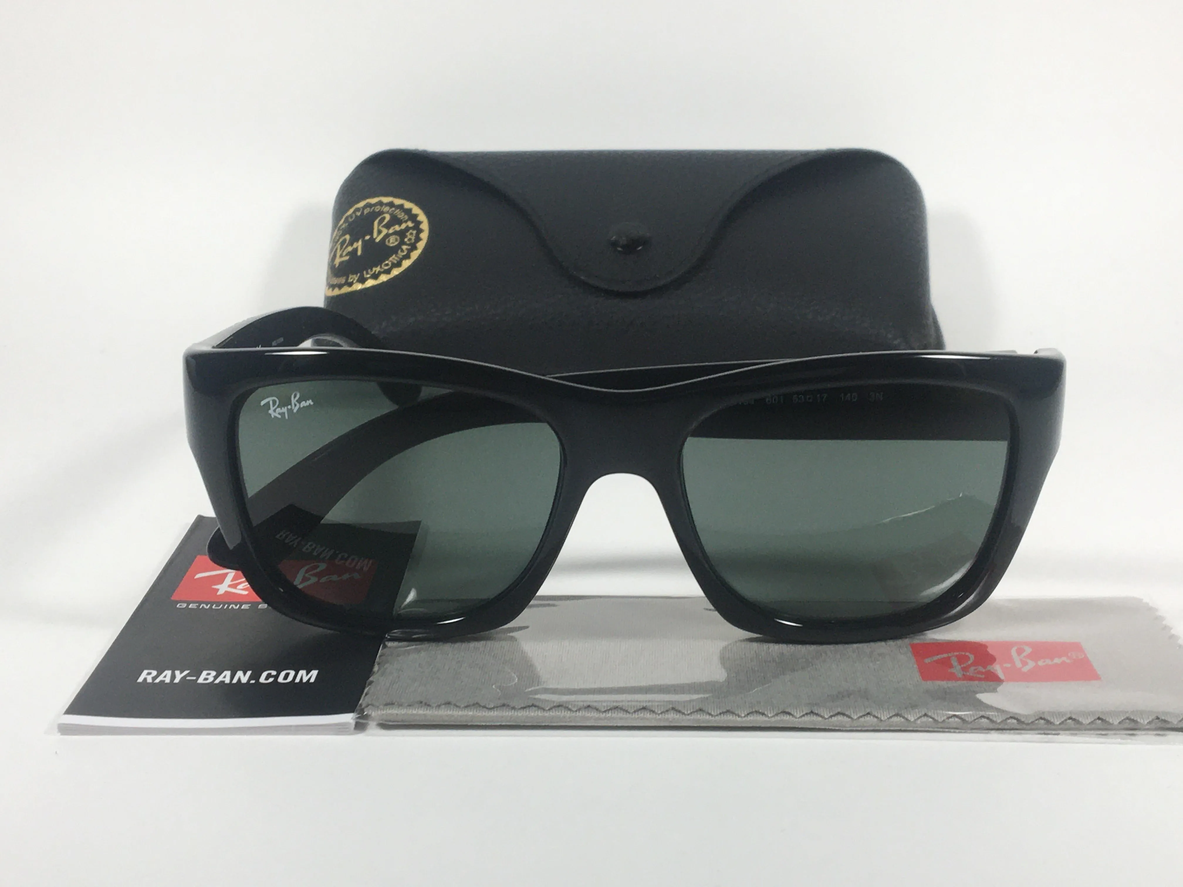 Ray-Ban HighStreet Wayfarer Sunglasses Black Gloss Square Frame Green Lens RB4194 601
