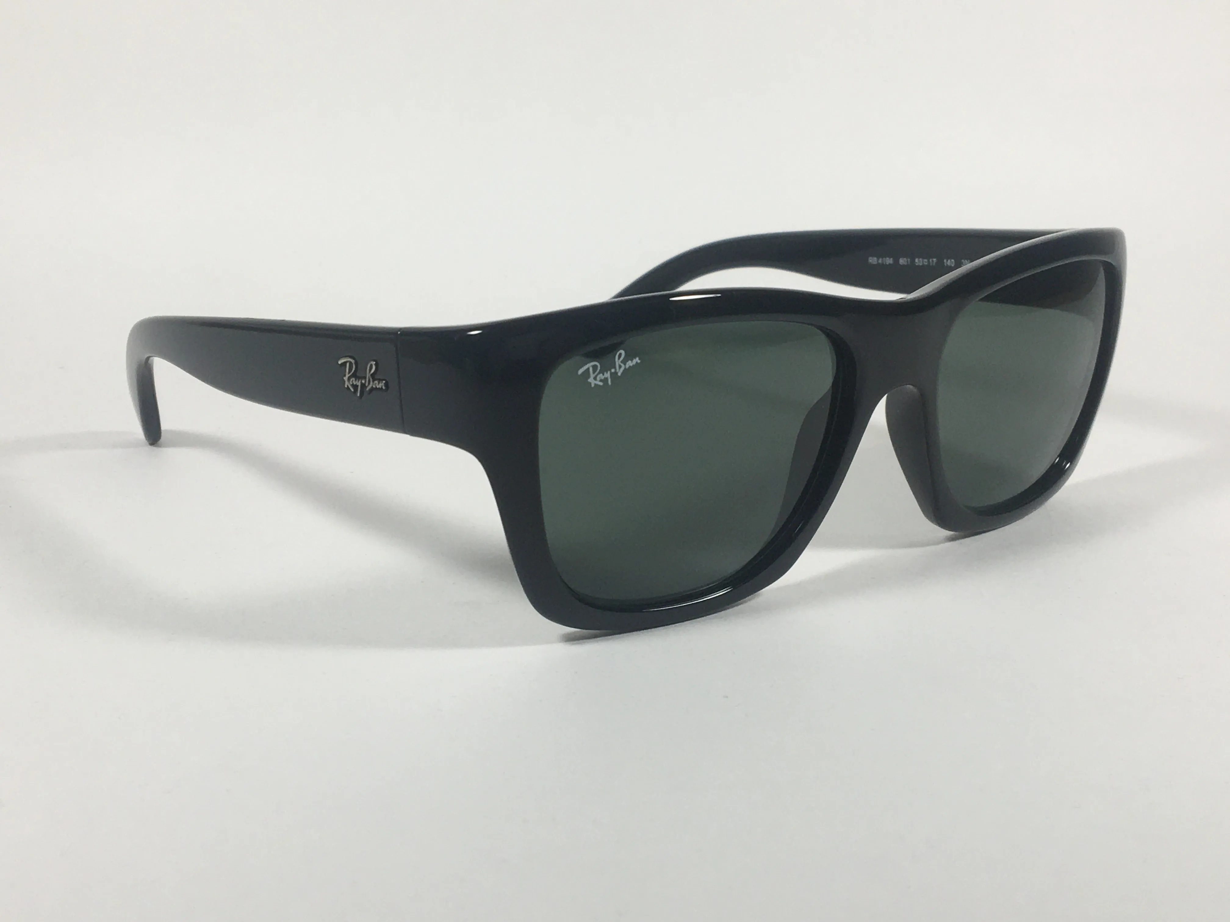 Ray-Ban HighStreet Wayfarer Sunglasses Black Gloss Square Frame Green Lens RB4194 601