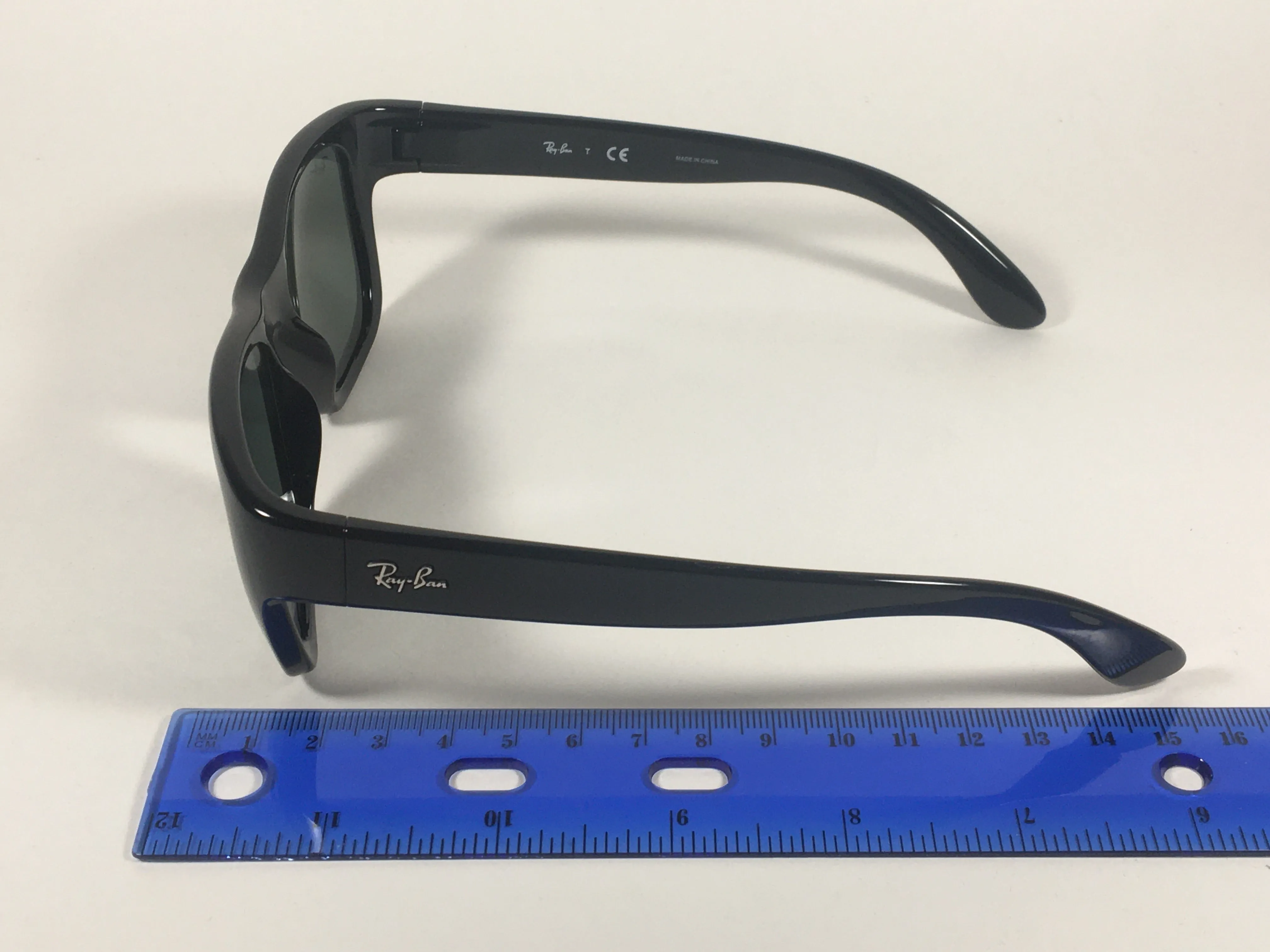 Ray-Ban HighStreet Wayfarer Sunglasses Black Gloss Square Frame Green Lens RB4194 601