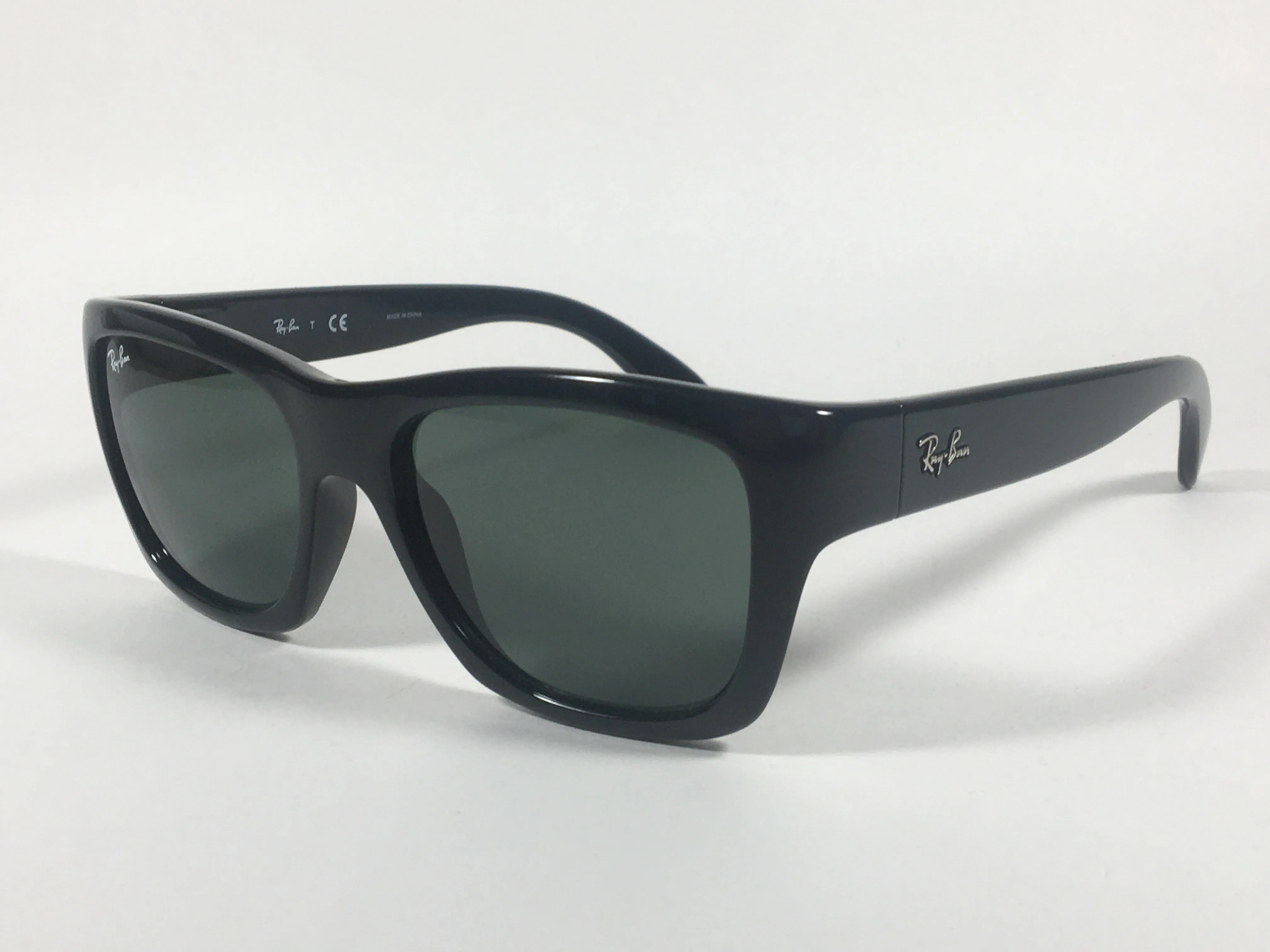 Ray-Ban HighStreet Wayfarer Sunglasses Black Gloss Square Frame Green Lens RB4194 601