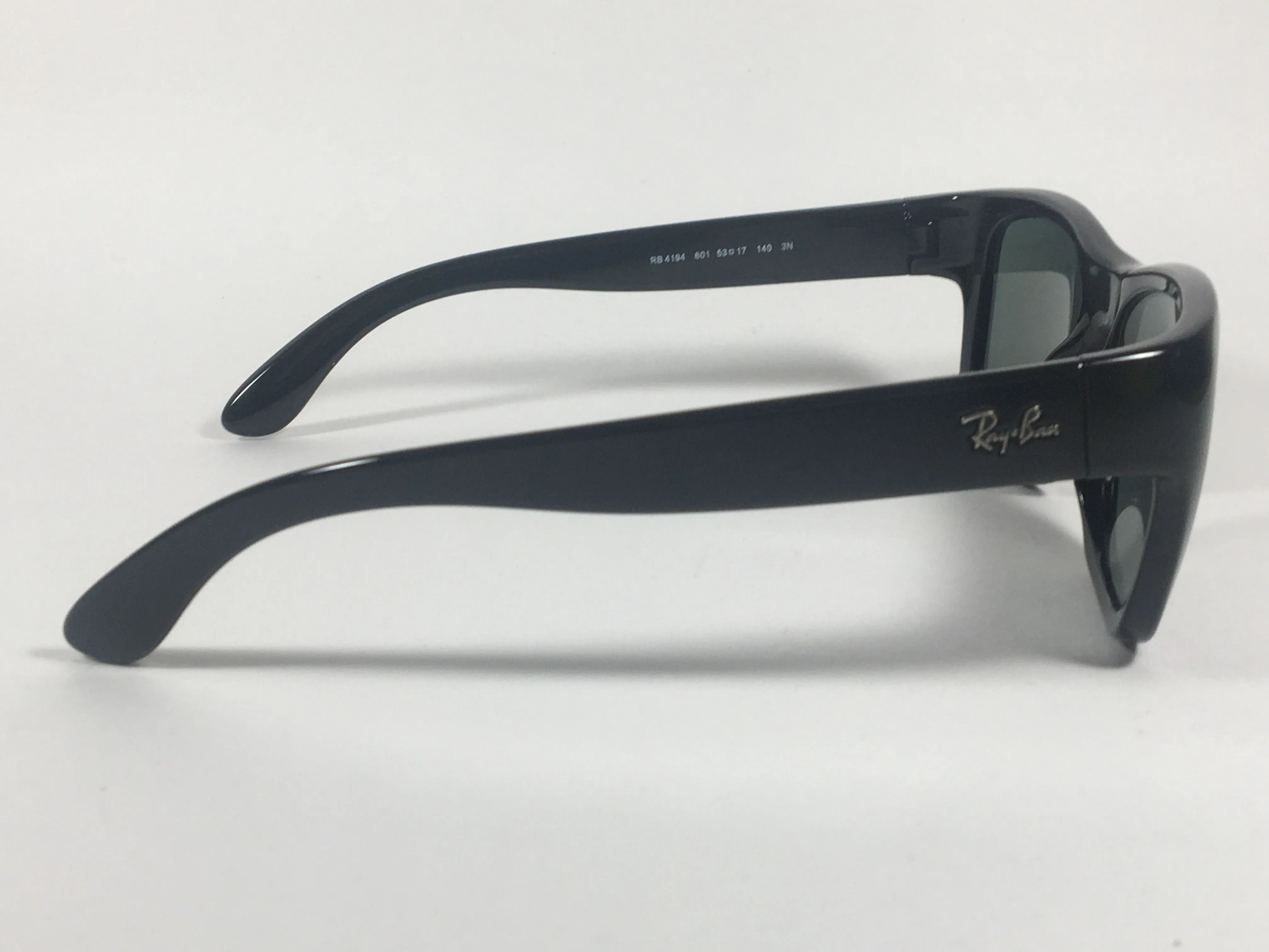 Ray-Ban HighStreet Wayfarer Sunglasses Black Gloss Square Frame Green Lens RB4194 601