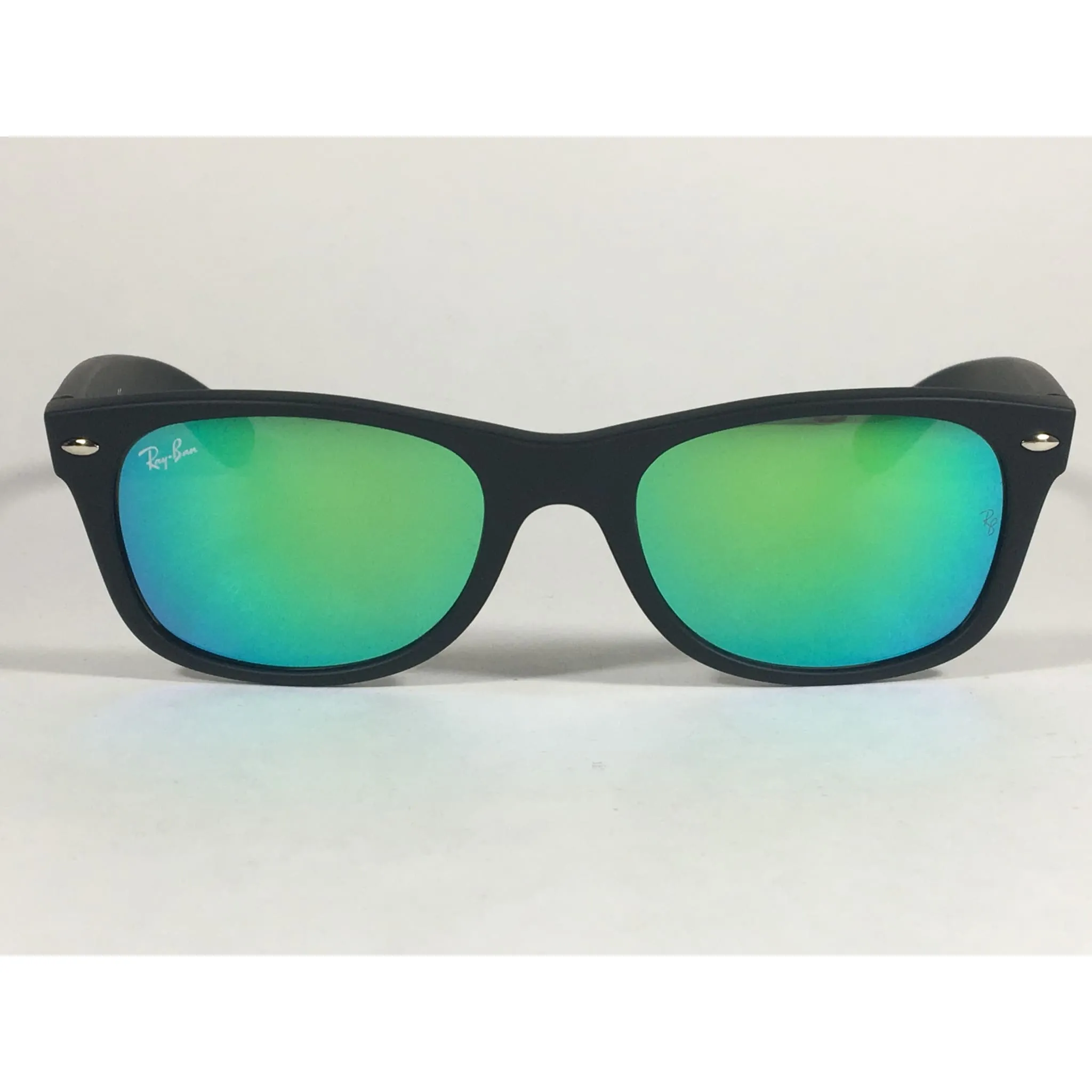Ray-Ban New Wayfarer Sunglasses RB2132 622/19 Matte Black Green Aqua Flash Lens