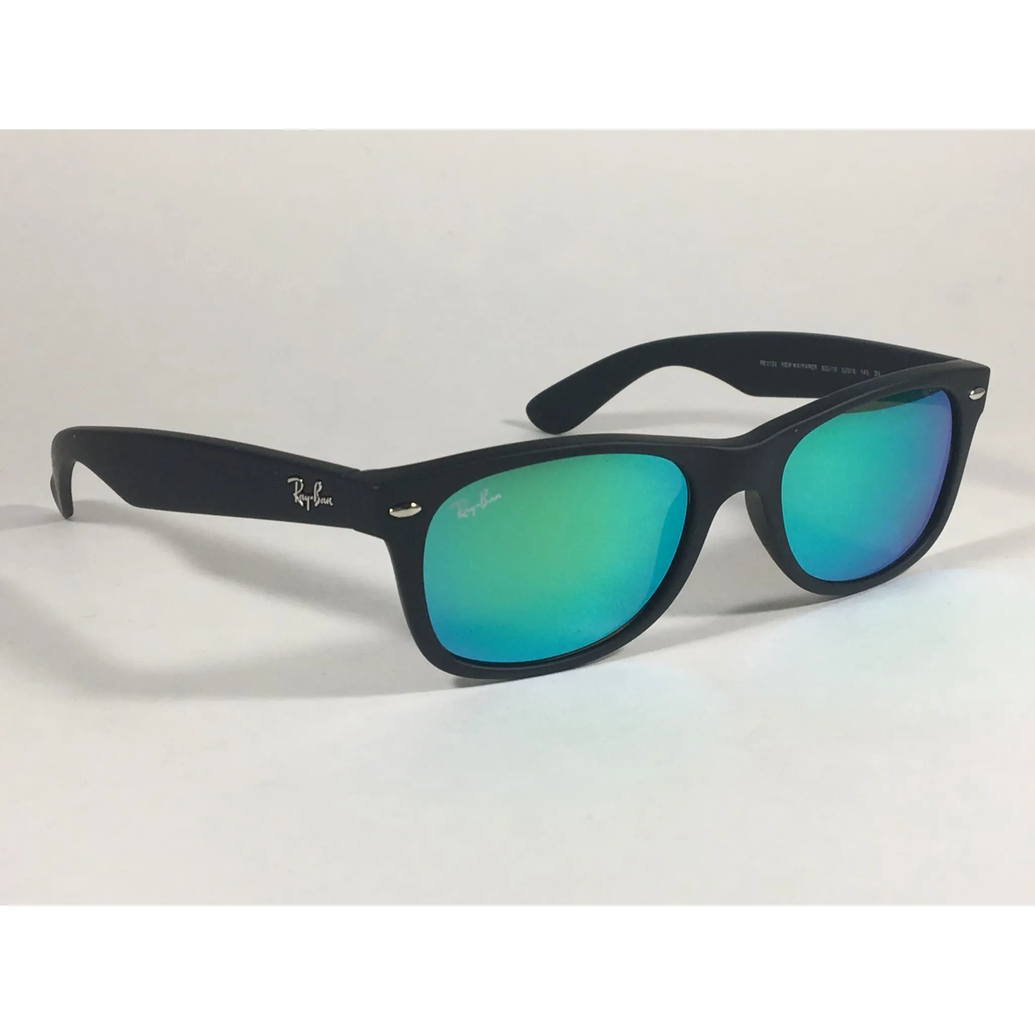 Ray-Ban New Wayfarer Sunglasses RB2132 622/19 Matte Black Green Aqua Flash Lens