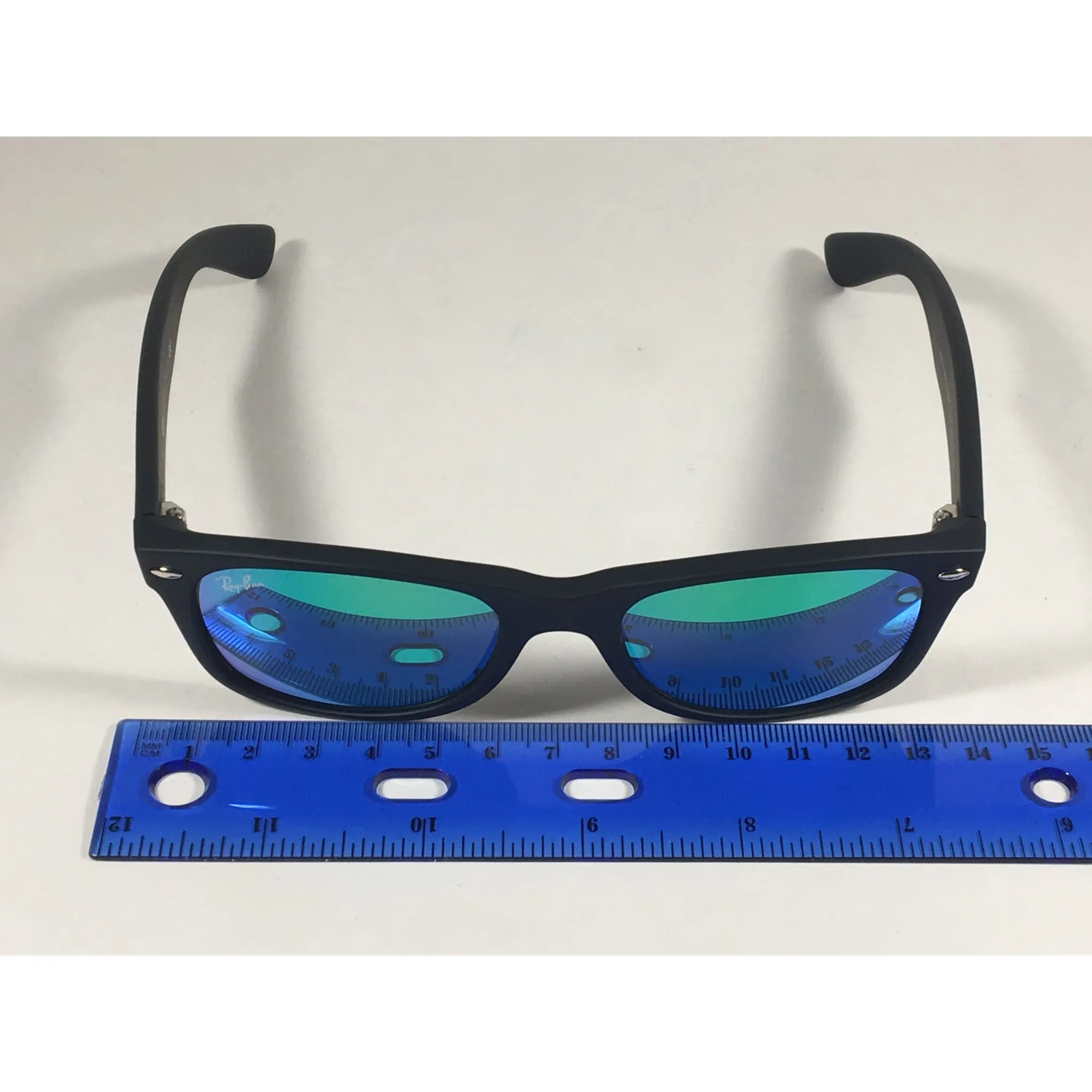 Ray-Ban New Wayfarer Sunglasses RB2132 622/19 Matte Black Green Aqua Flash Lens