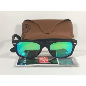 Ray-Ban New Wayfarer Sunglasses RB2132 622/19 Matte Black Green Aqua Flash Lens