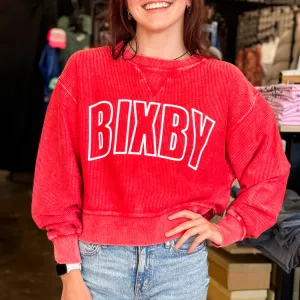 Red Boxy Corded Bixby Pullover