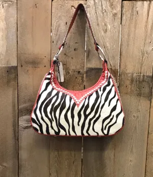 Red Croc Leather With Zebra And Crystals