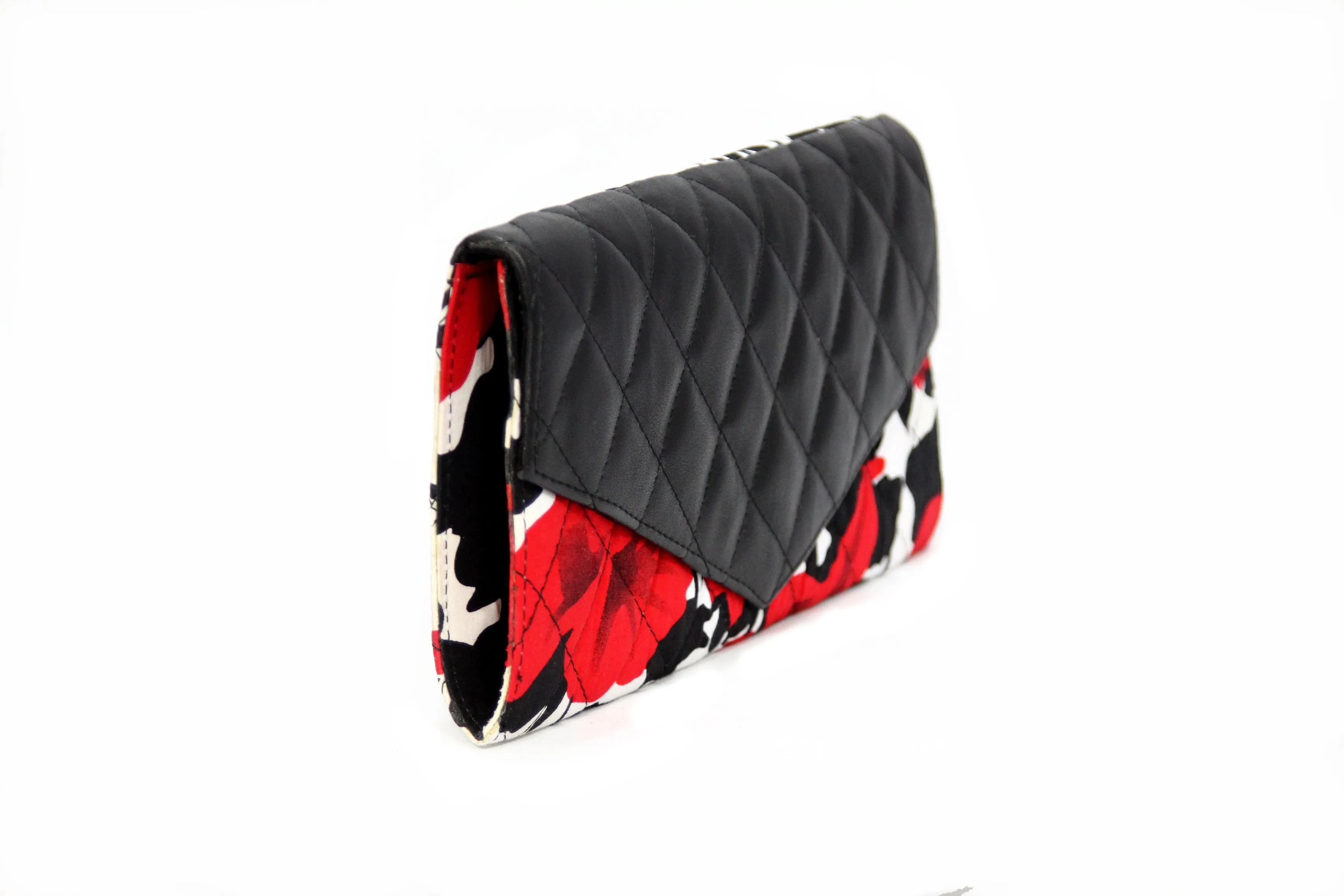 Red Floral Ankara Clutch Purse