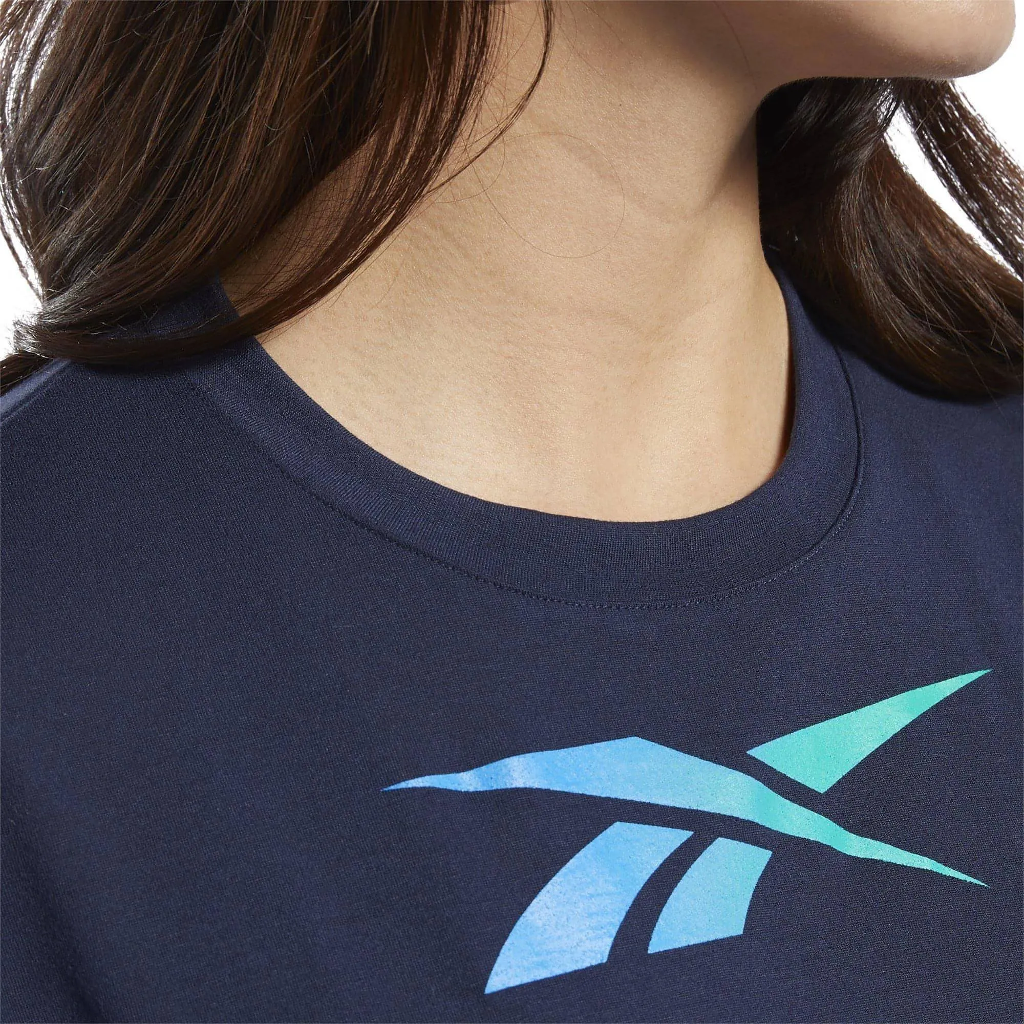 Reebok Boxy Short Sleeve Womens Training Top - Navy