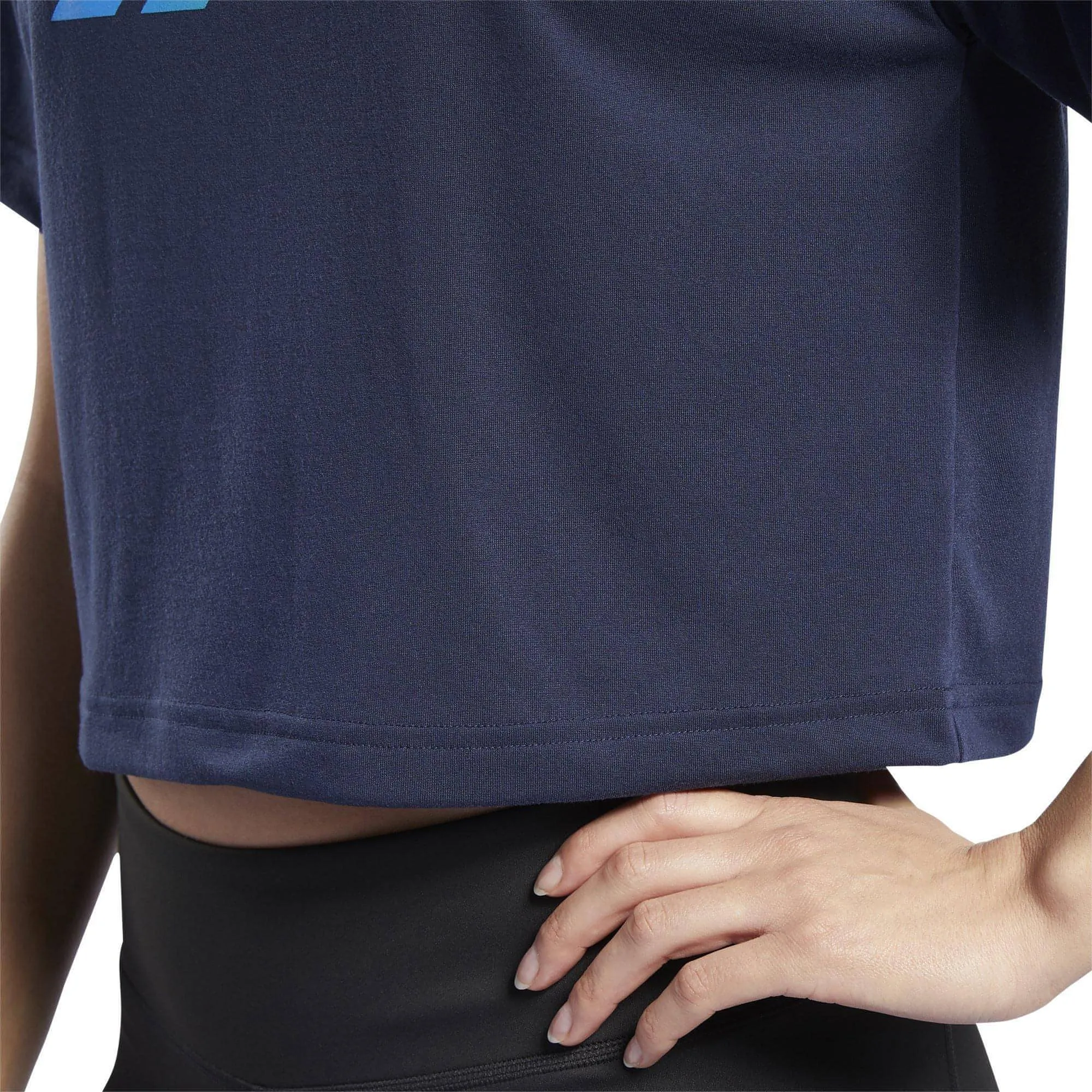 Reebok Boxy Short Sleeve Womens Training Top - Navy