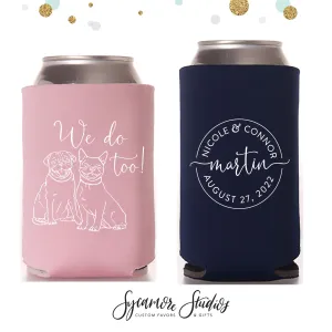 Regular & Slim Can Cooler Wedding Package #190RS - Custom Pet Illustration - Monogram