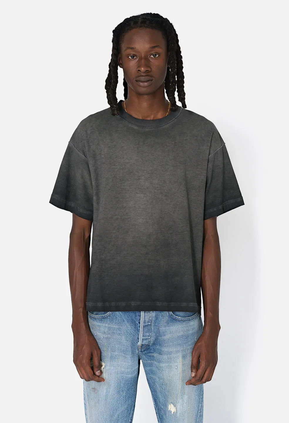 Reversed Cropped Tee / Oil Wash Black