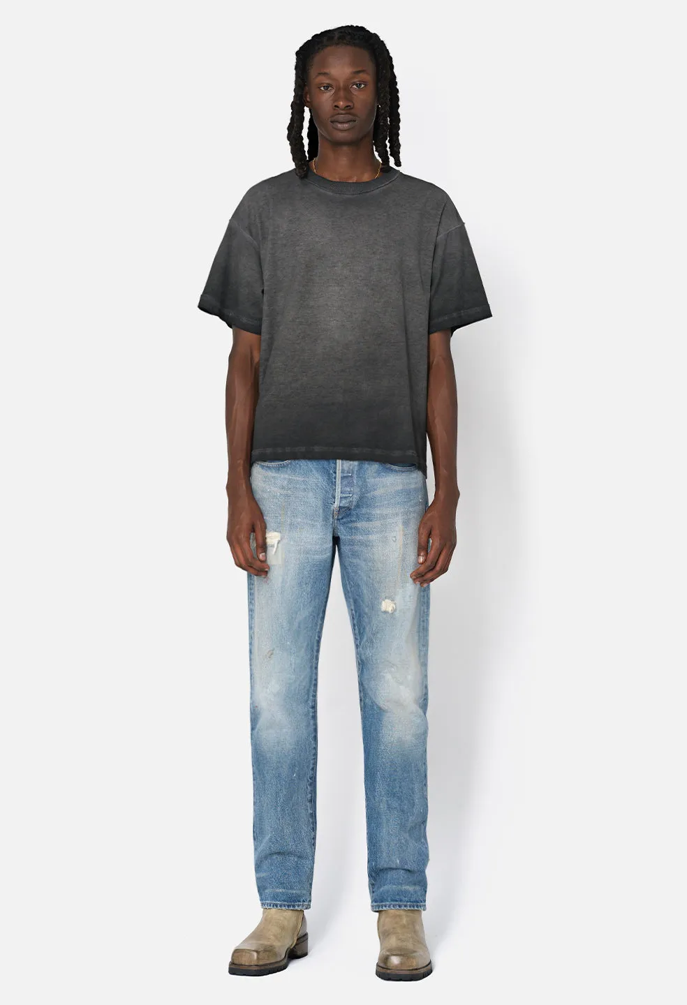 Reversed Cropped Tee / Oil Wash Black