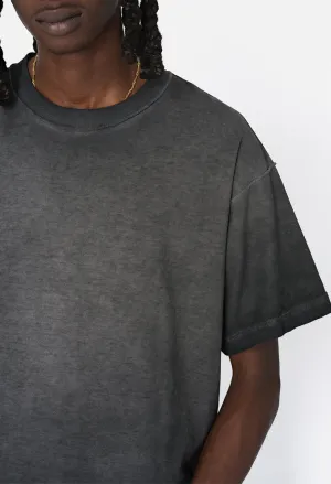 Reversed Cropped Tee / Oil Wash Black