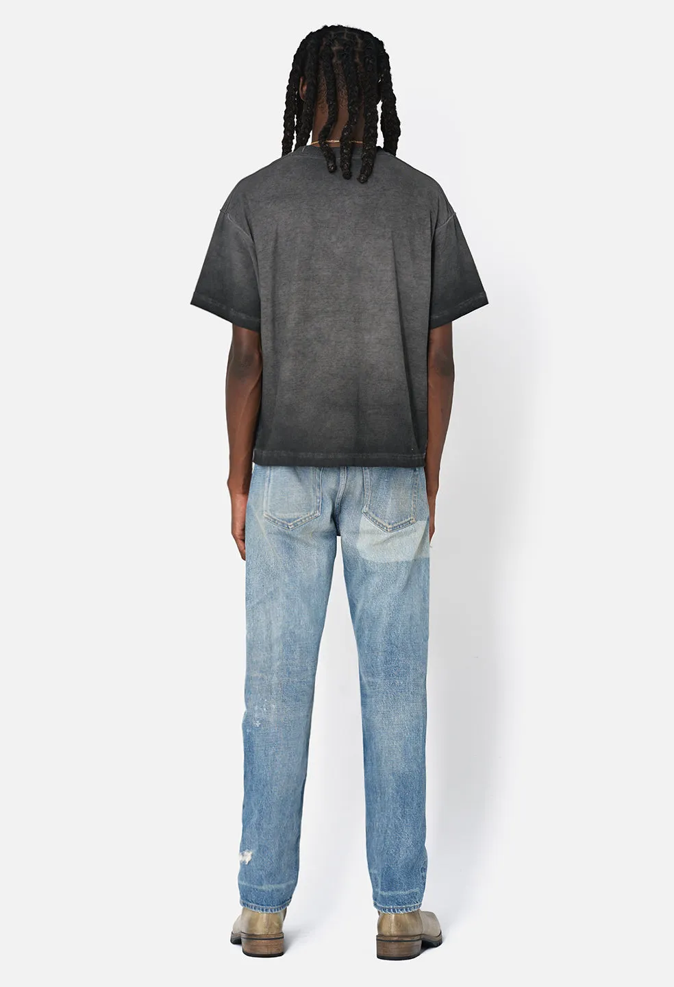Reversed Cropped Tee / Oil Wash Black