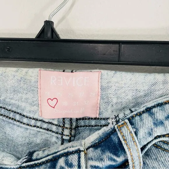 Revice Mixtape 2000's Fold Over Waist Stone Washed Distressed Denim Jeans 29 / 8
