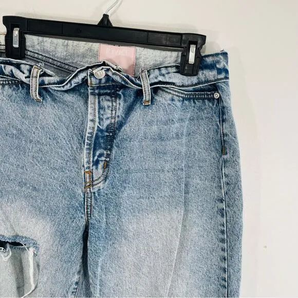 Revice Mixtape 2000's Fold Over Waist Stone Washed Distressed Denim Jeans 29 / 8