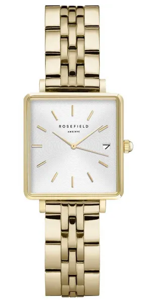 Rosefield The Boxy XS White Steel   Multi Liquid charms Bracelet GoldLadies Watch