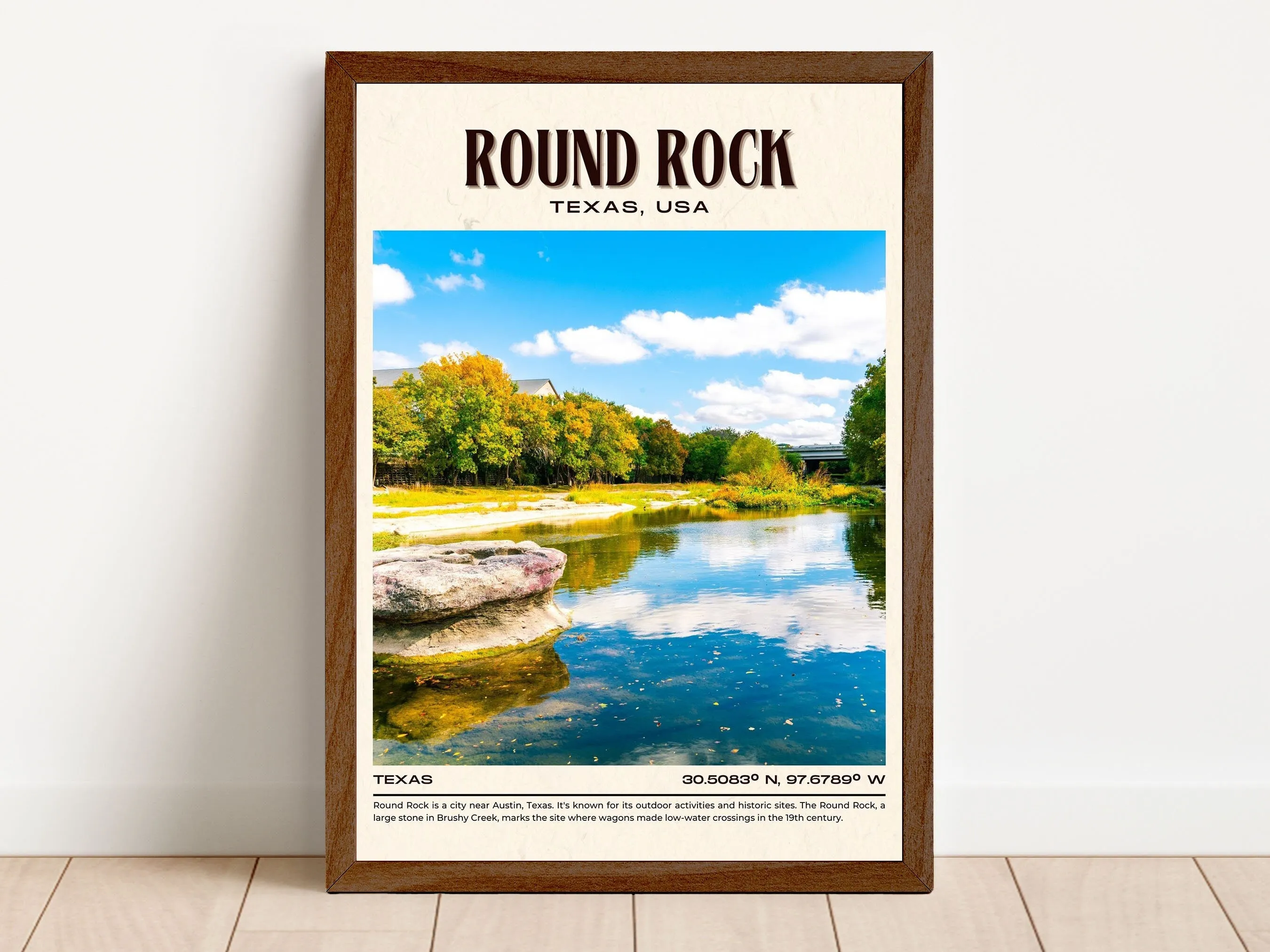 Round Rock Vintage Wall Art, Texas, USA