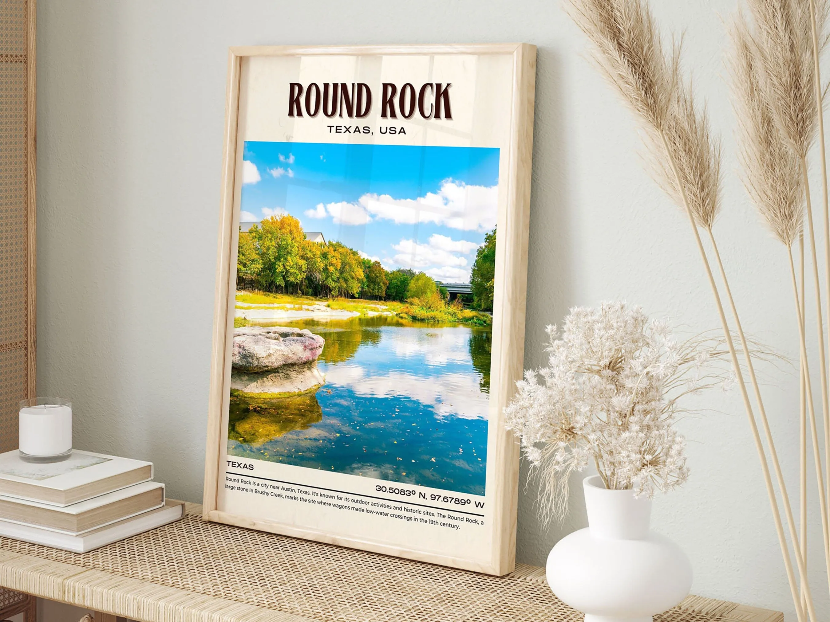 Round Rock Vintage Wall Art, Texas, USA