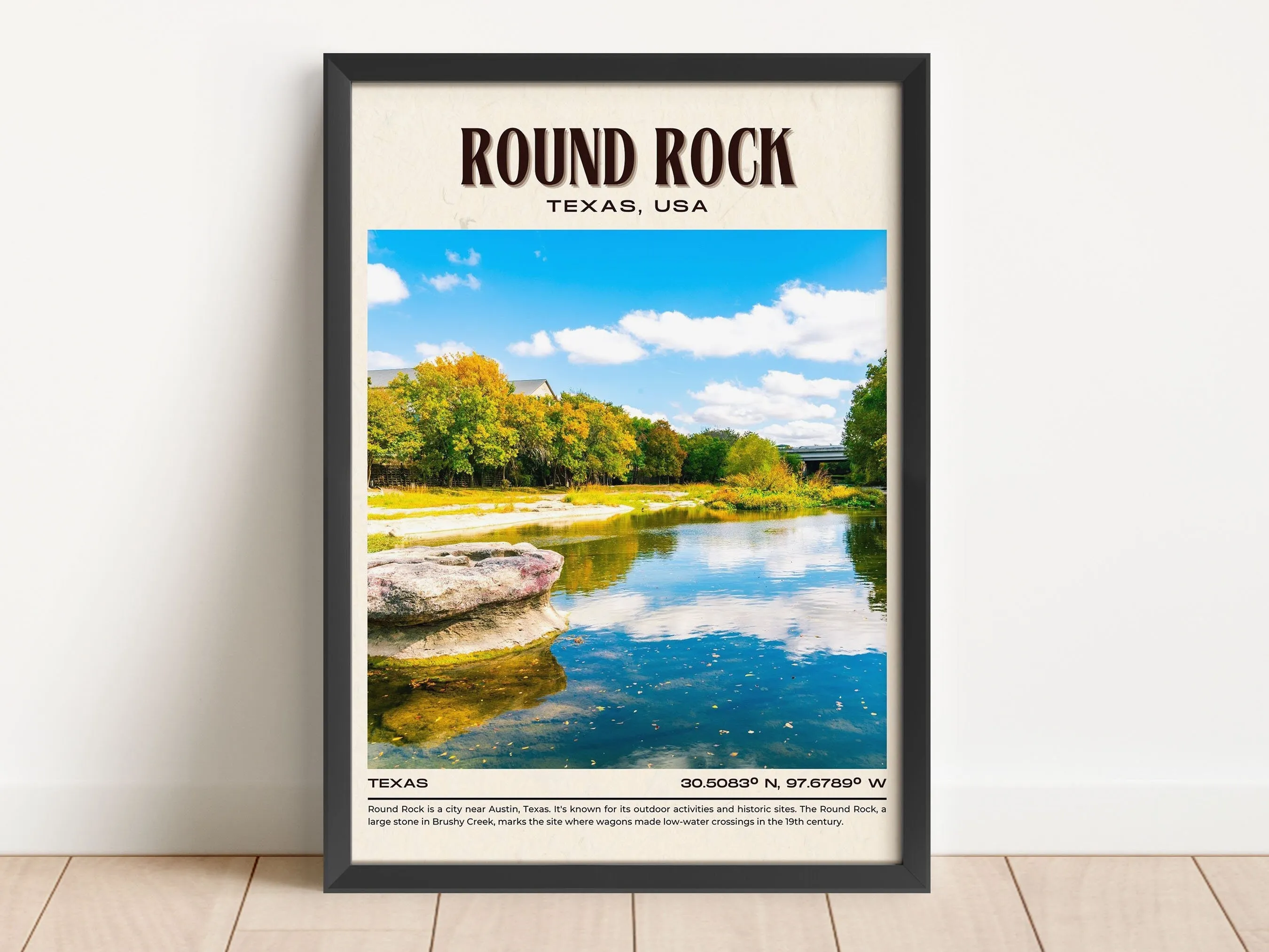 Round Rock Vintage Wall Art, Texas, USA