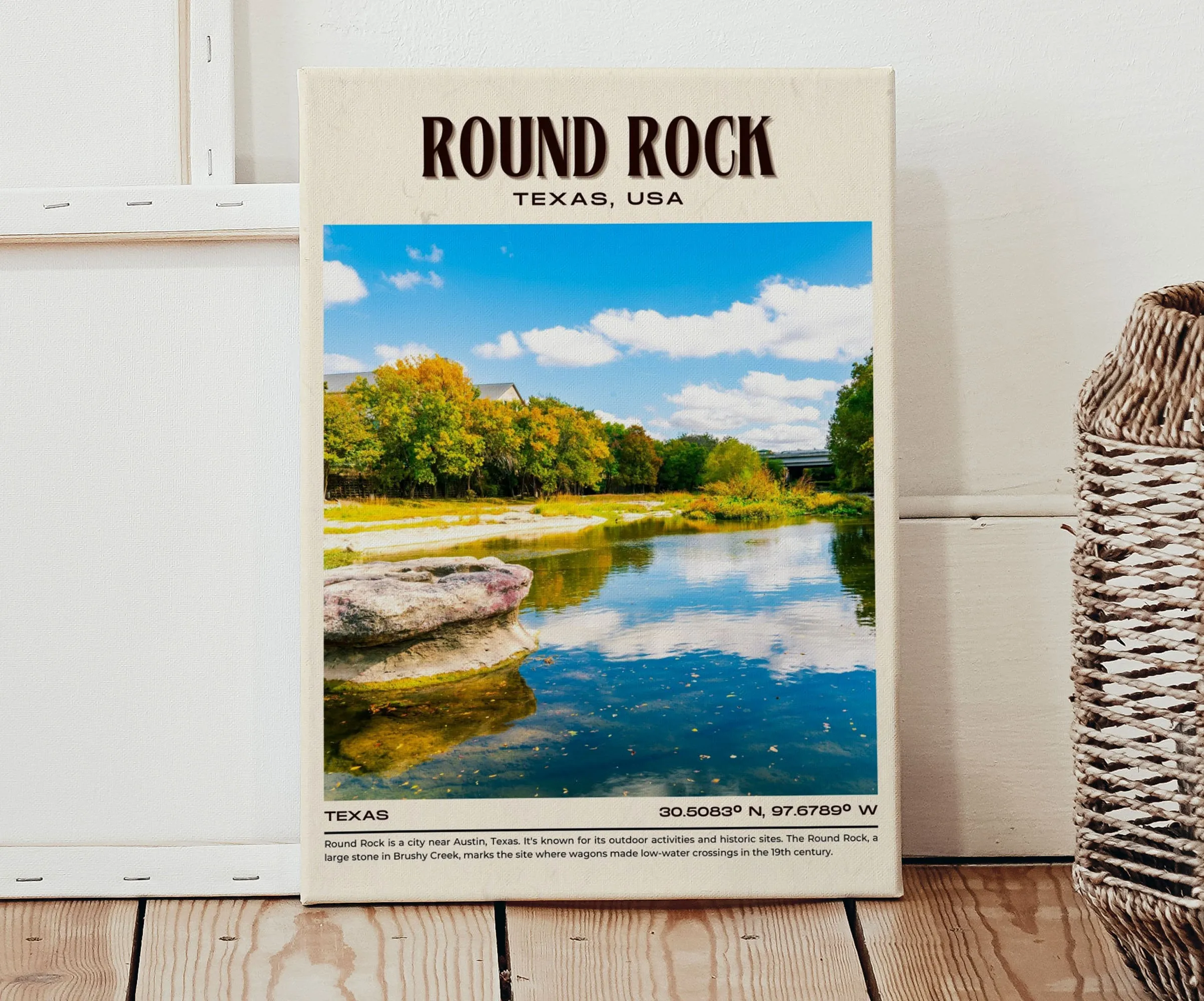 Round Rock Vintage Wall Art, Texas, USA