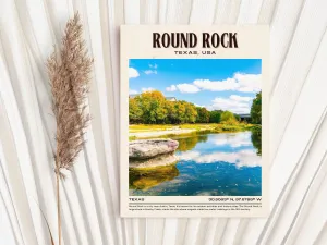 Round Rock Vintage Wall Art, Texas, USA