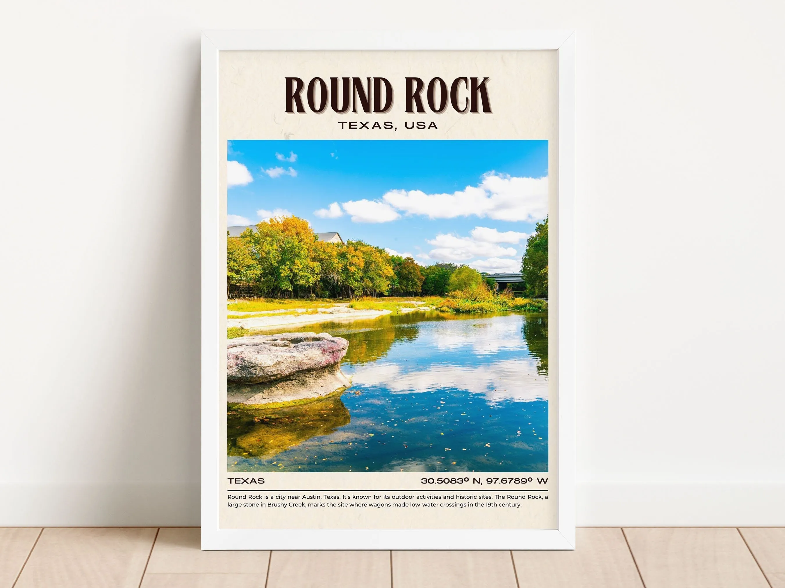 Round Rock Vintage Wall Art, Texas, USA