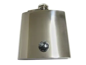 Round Snowflake Obsidian 6 Oz. Stainless Steel Flask