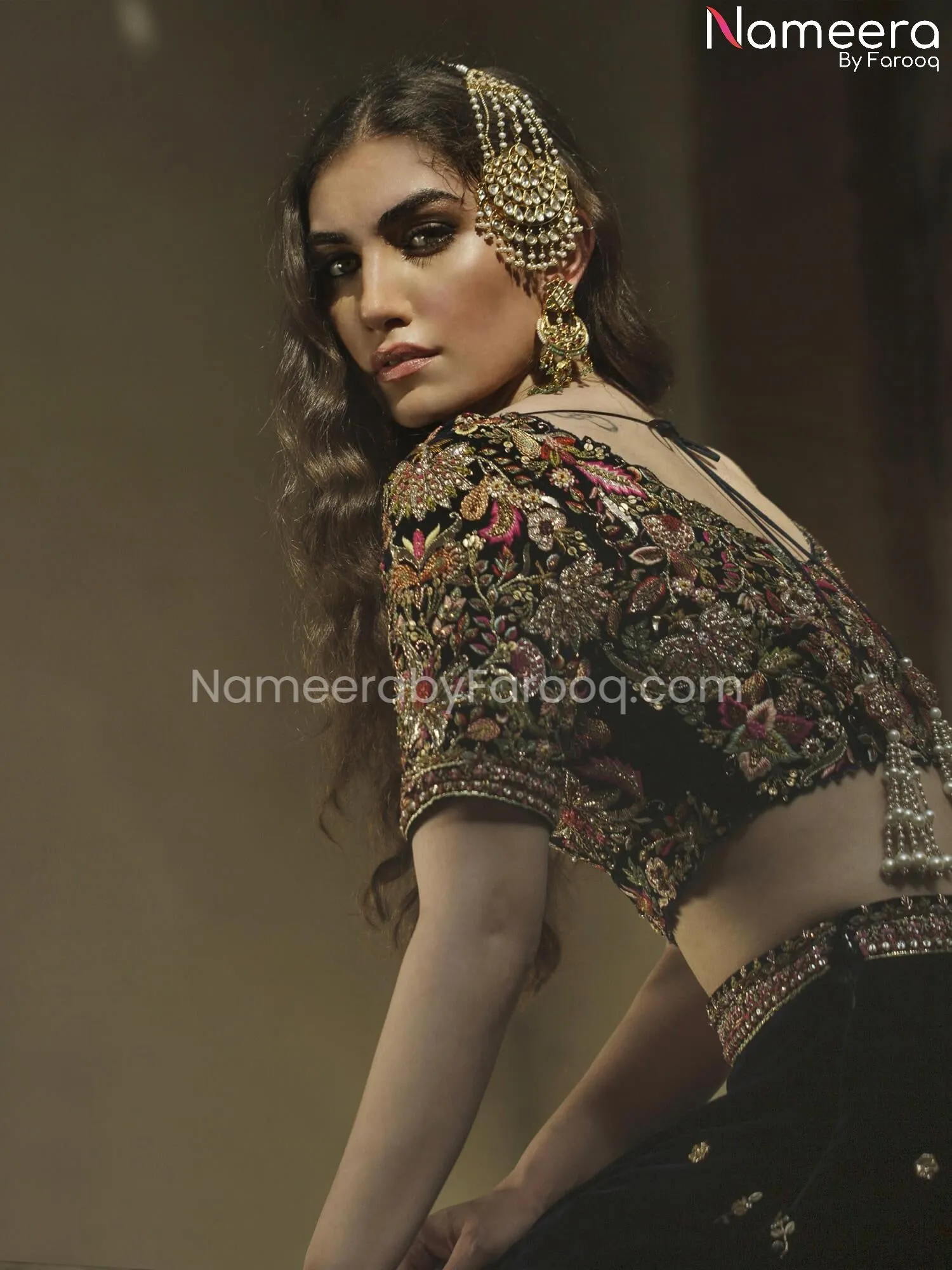 Royal Velvet Blue Lehenga Choli for Bride Online #BS187