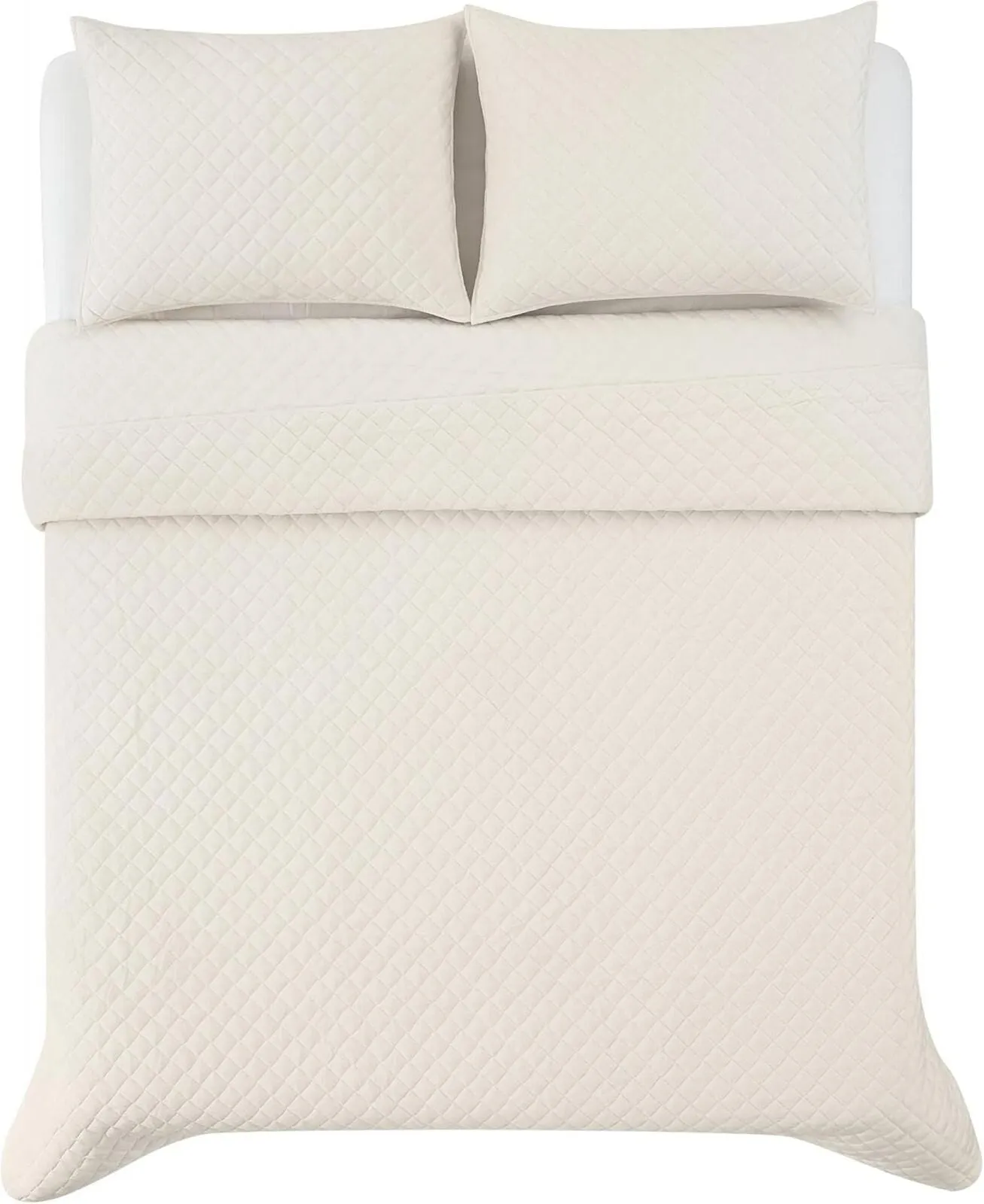 Royal Velvet Diamond Velvet Quilt Set with Shams QS5622IVKG-2600 Ivory King