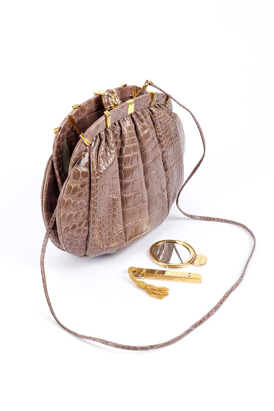 Ruched Alligator Handbag