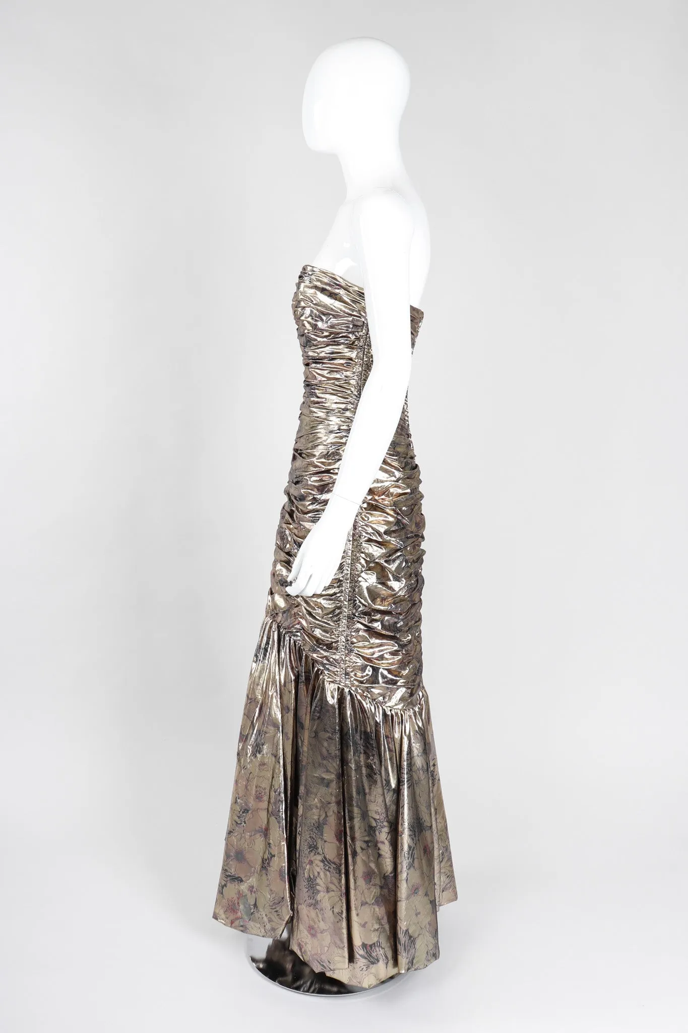 Ruched Liquid Gold Gown
