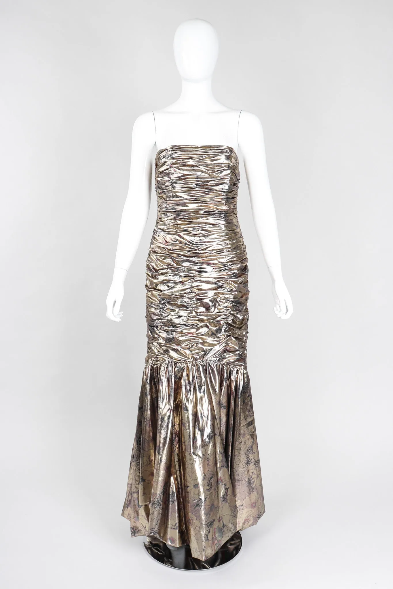 Ruched Liquid Gold Gown