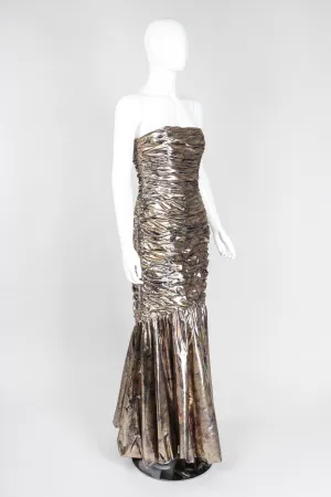 Ruched Liquid Gold Gown