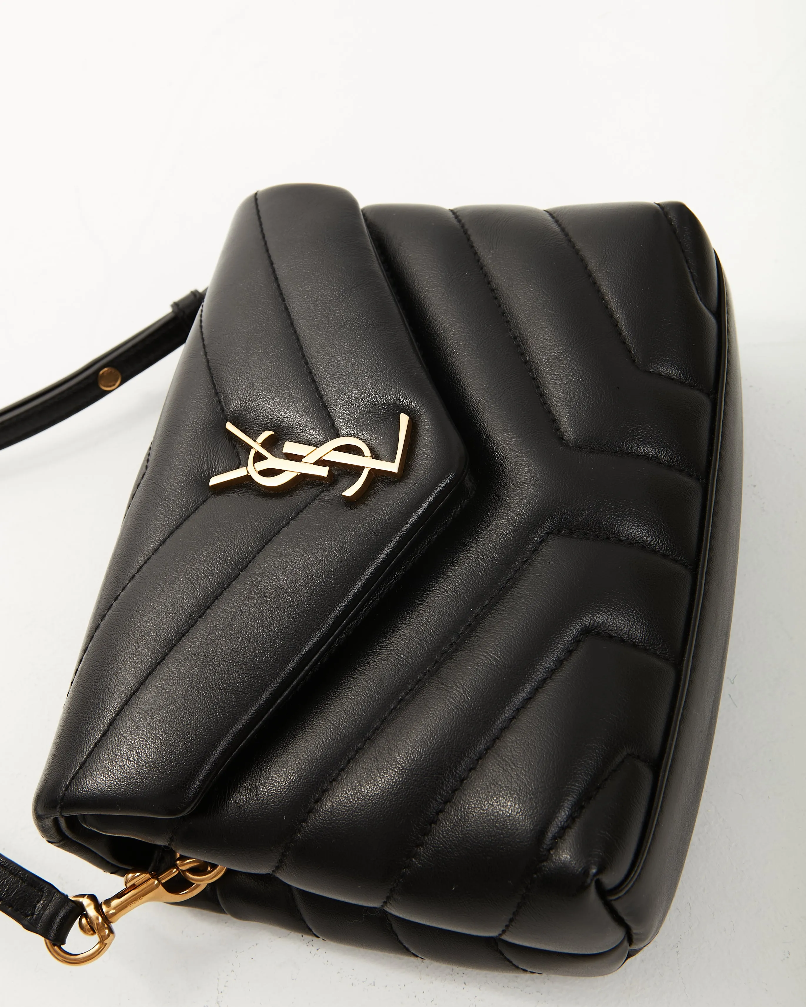 Saint Laurent Black Leather Toy LouLou Crossbody Bag GHW