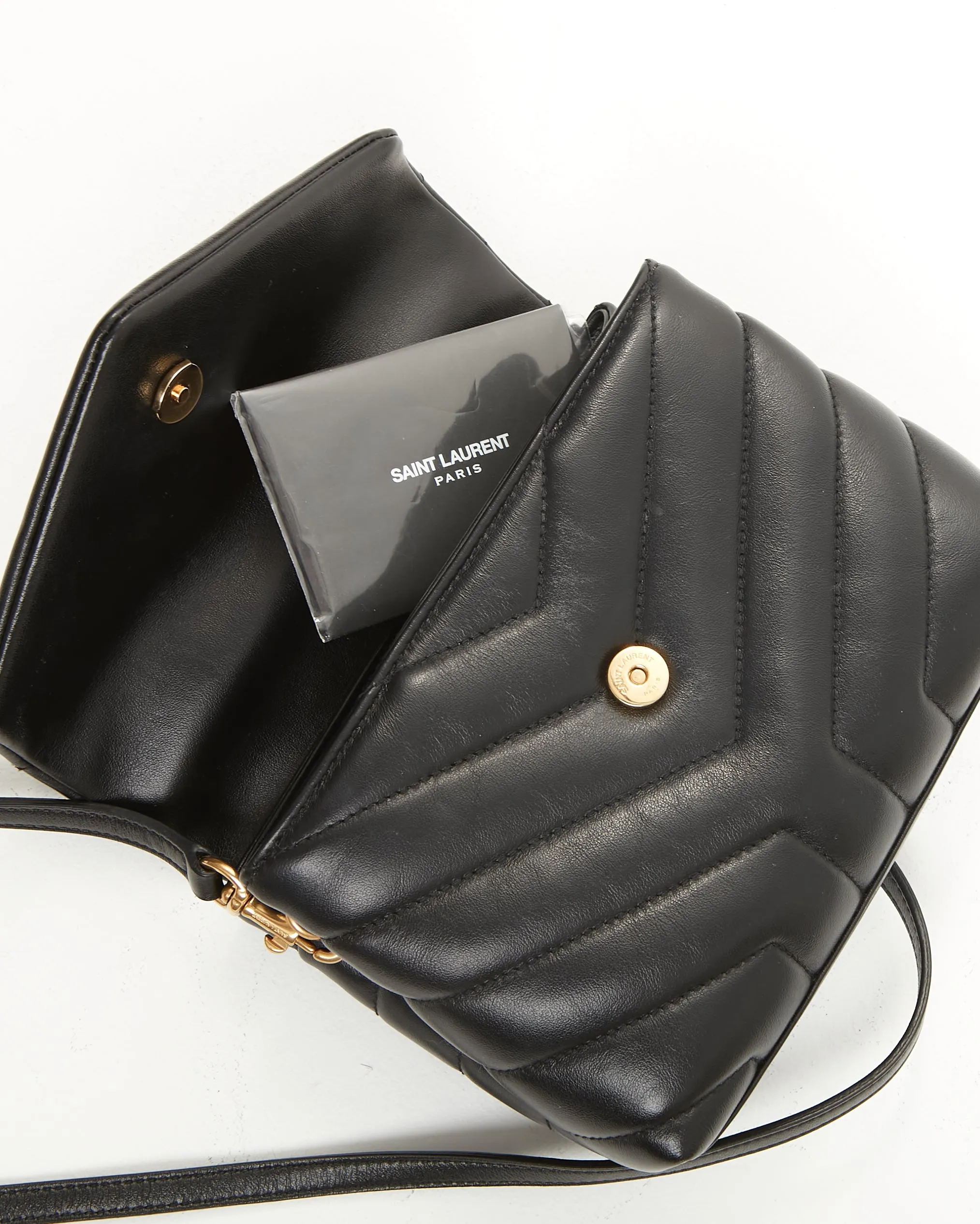 Saint Laurent Black Leather Toy LouLou Crossbody Bag GHW
