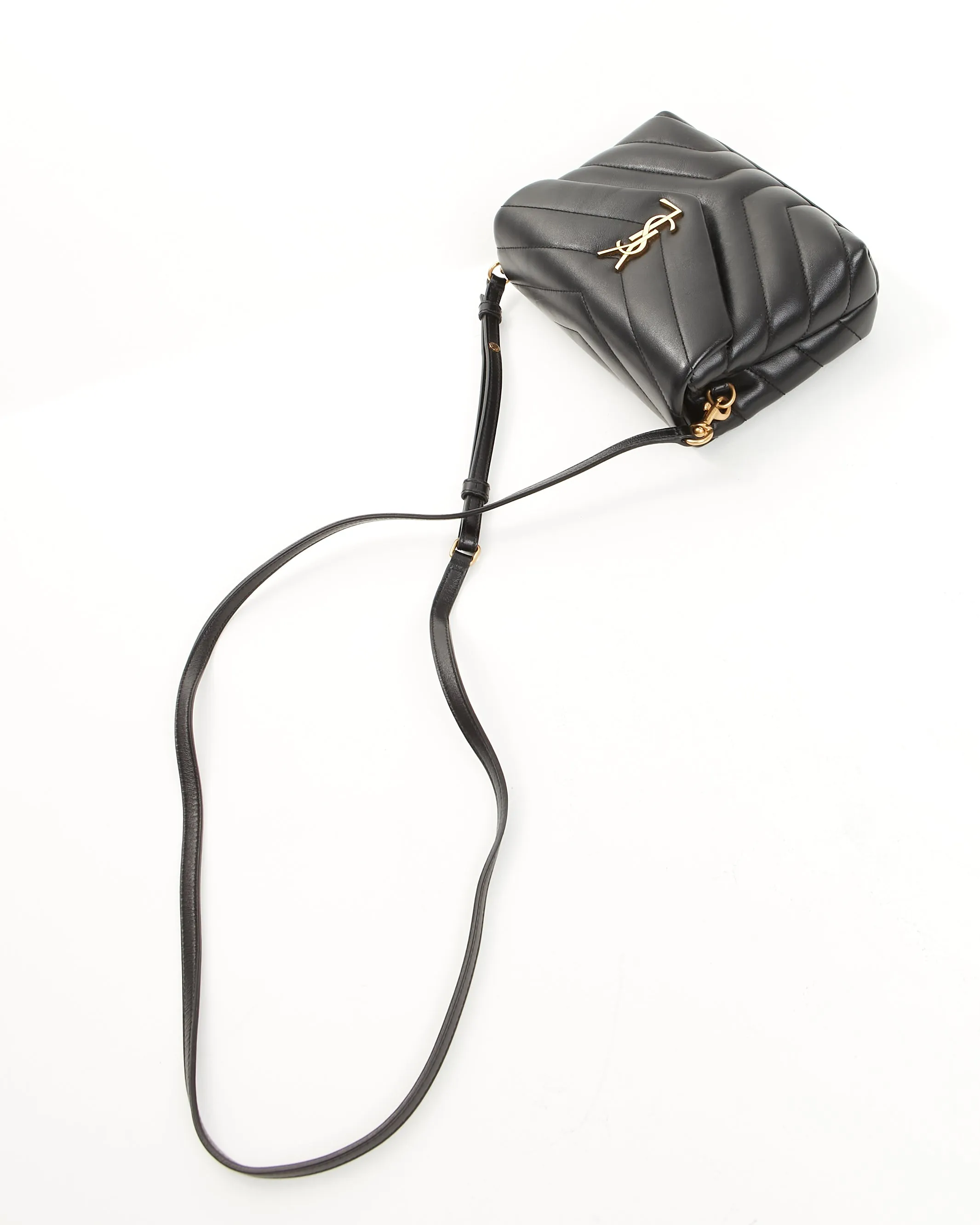 Saint Laurent Black Leather Toy LouLou Crossbody Bag GHW