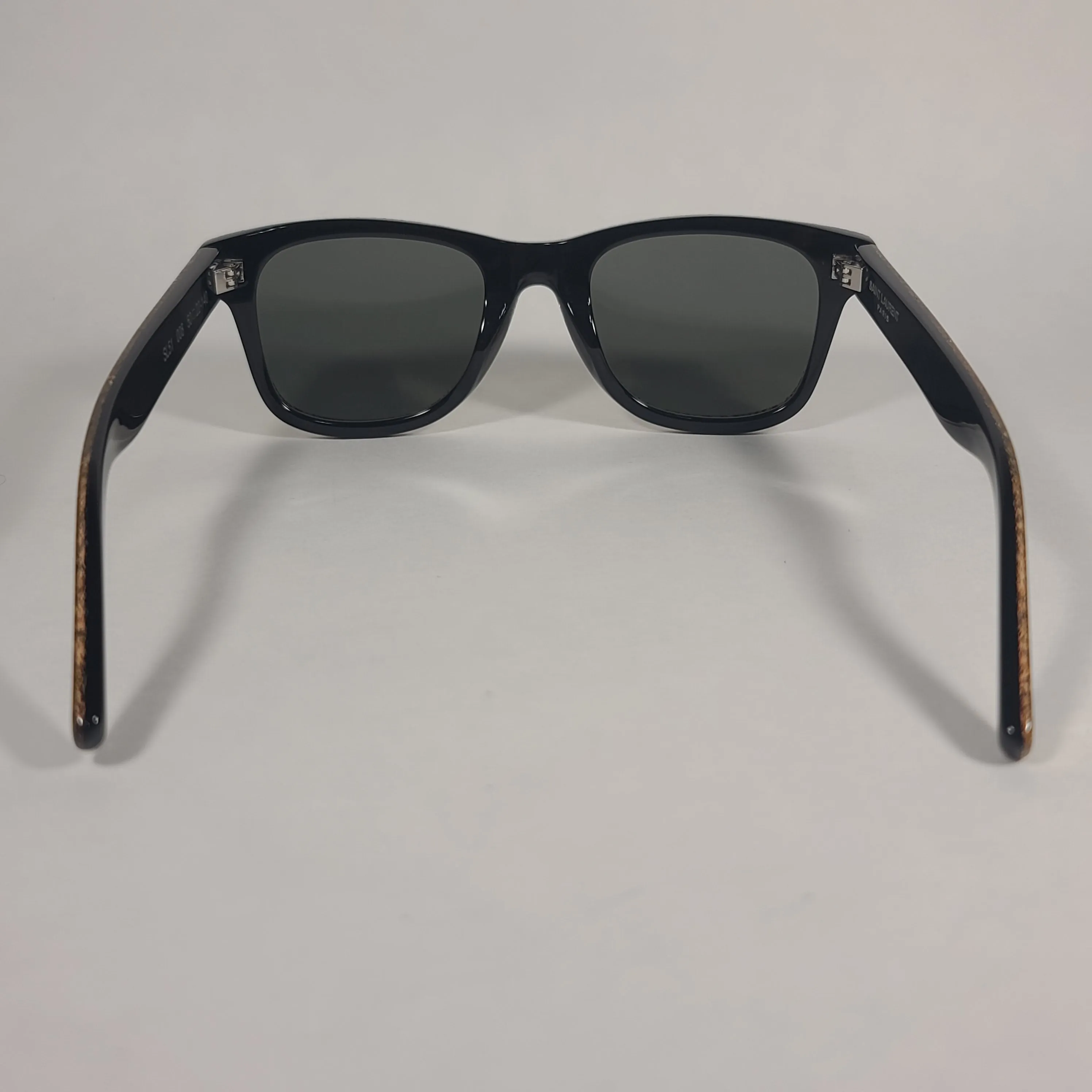 Saint Laurent Square Sunglasses Black Gold Glitter Frame Gray Lens SL51 008