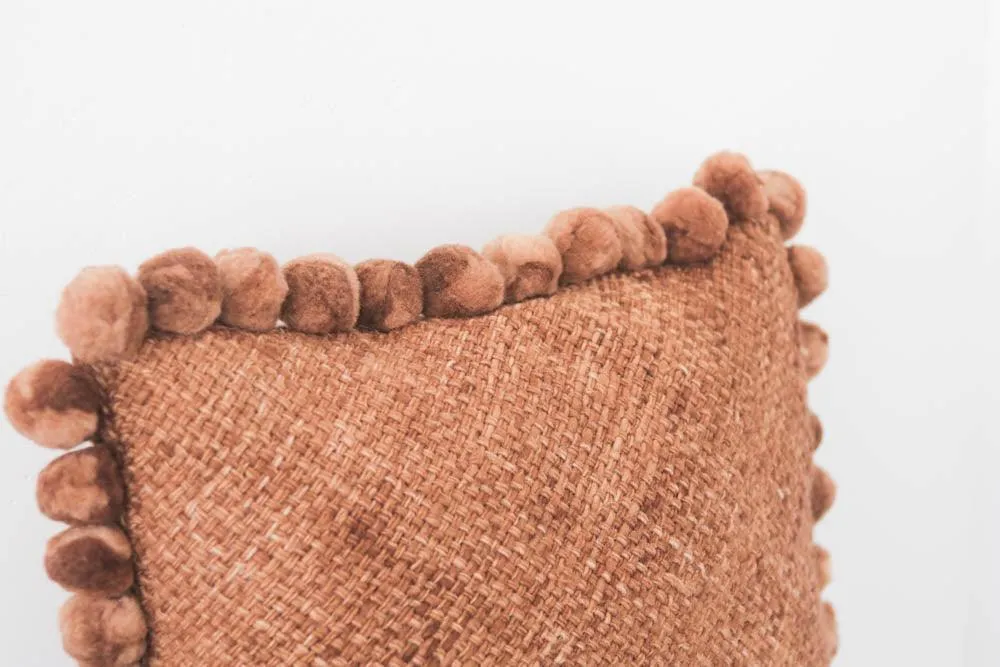 Salta Pom Pom 24" Pillow in Rust