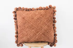 Salta Pom Pom 24" Pillow in Rust