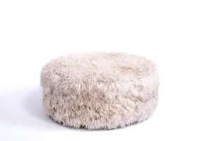 Sand Curly Goatskin - Round Ottoman